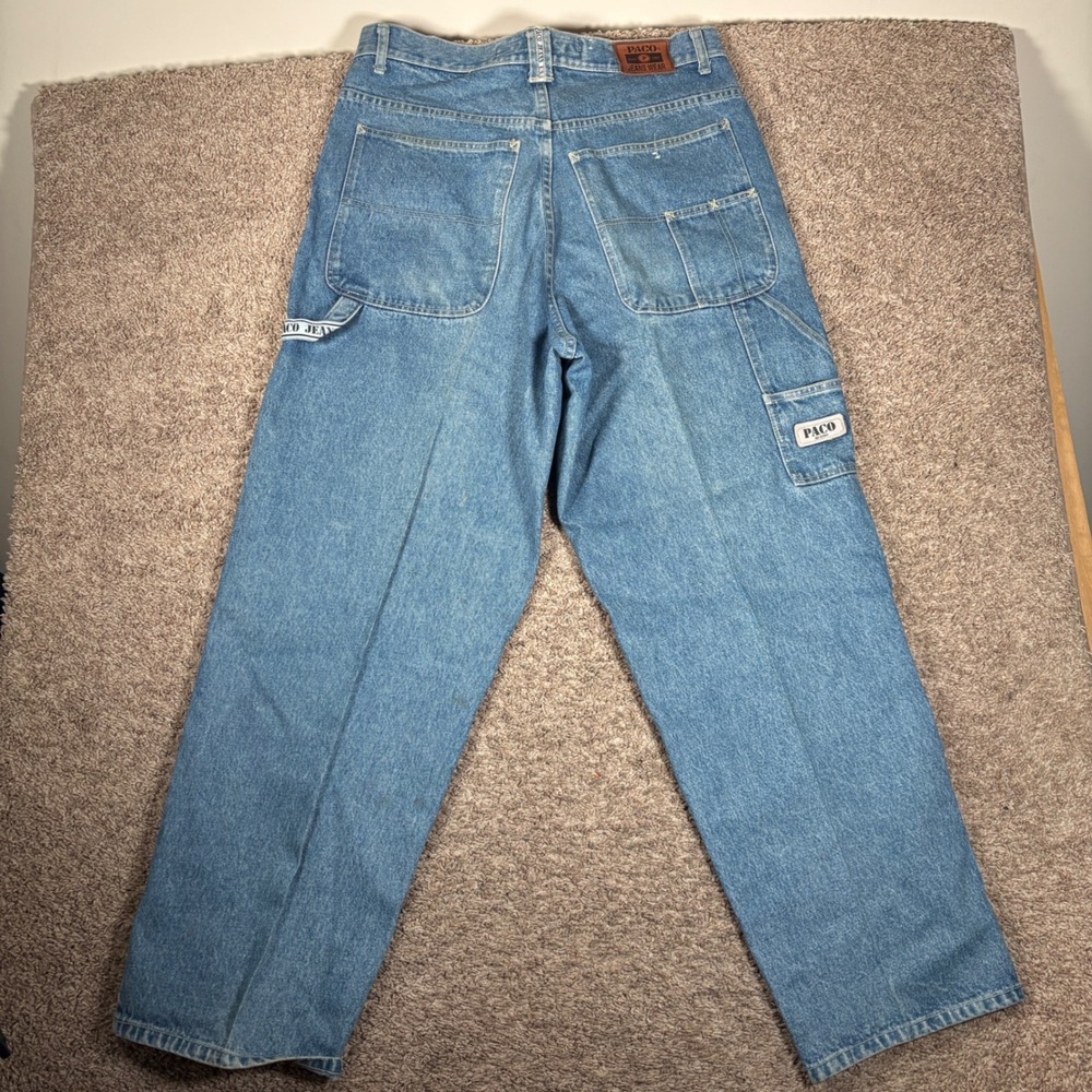 Paco Jeans‎ USA Mens 36 Vintage 90s Carpenter Wide Leg Baggy Light Wash Denim